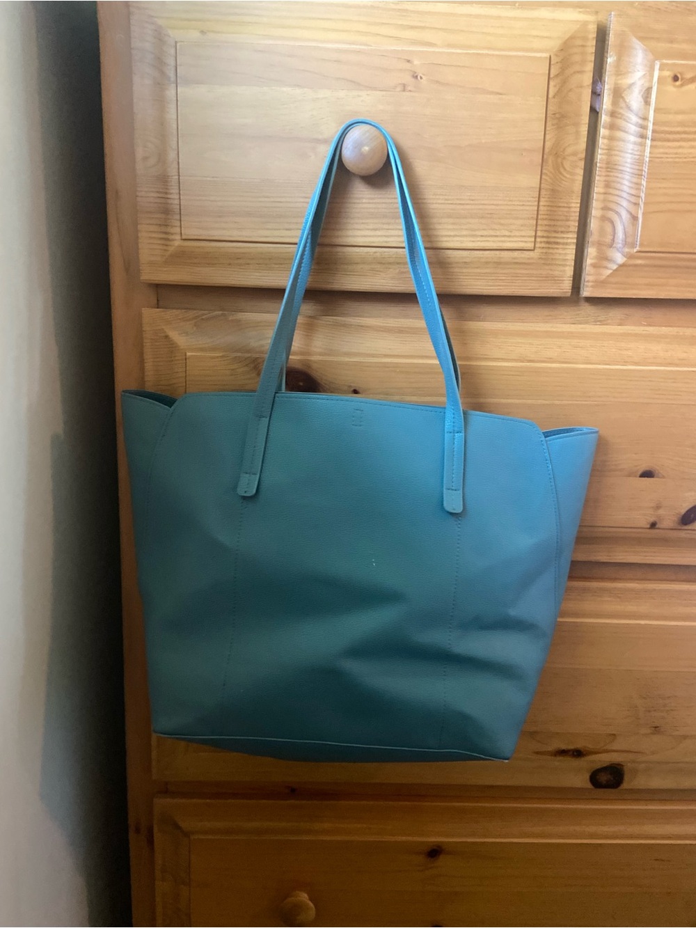 Blue Leather Tote Bag - Women